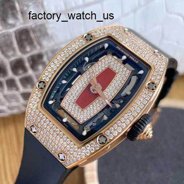 Tourbillon Watch Machinery Watch RM Watch Red Lips Full of Stars Womens Series Rm07-01 18k Rose Gold Original Diamond Relógio Mecânico Automático Feminino Relógio Famoso