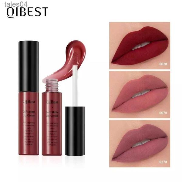 Rossetto Qibest 34 colori opaco lucidalabbra velluto nudo impermeabile rossetto liquido lunga durata rosso rosa nero tinta labbra trucco sexy 240313