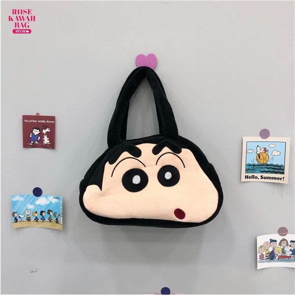 Kawaii Crayon Shin-Chan Saco de Pelúcia Desenhos Animados de Alta Capacidade Kawaii Bolsa Bonito Crayon Shin-Chan Bolsa de Pelúcia para Menino Crianças Presente 240312