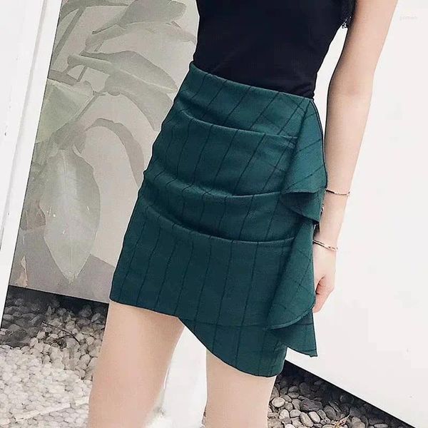 Saias para mulher verde plissado roupas sexy mini saia curta feminina retalhos formal escritório moda y2k uma linha estilo coreano v