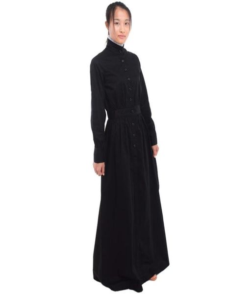 Британское винтажное черное прогулочное платье служанки, белый фартук горничной, костюм викторианской, эдвардианской домработницы, косплей, быстрая доставка2108985