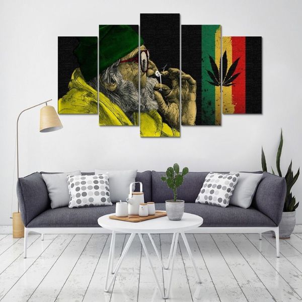 Hd impresso lona decoração de casa arte da parede fotos 5 peças nuvem fumaça e bandeira nacional pintura sala estar posterno frame288y