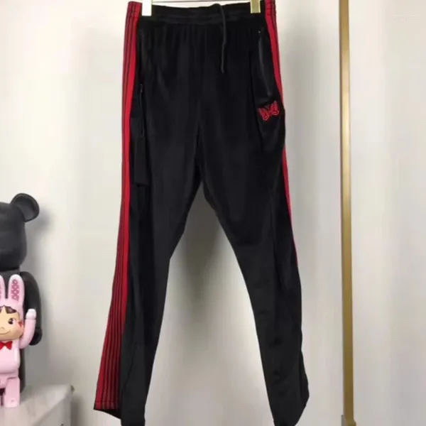 Pantaloni da uomo AGHI di alta qualità Farfalla vintage Ricamo a righe Velluto Sport Uomo Donna Casual