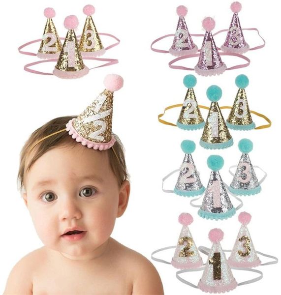 Bebê festa de aniversário chapéu crianças cone bola redonda faixa de cabelo princesa cocar coleta suprimentos número3209262
