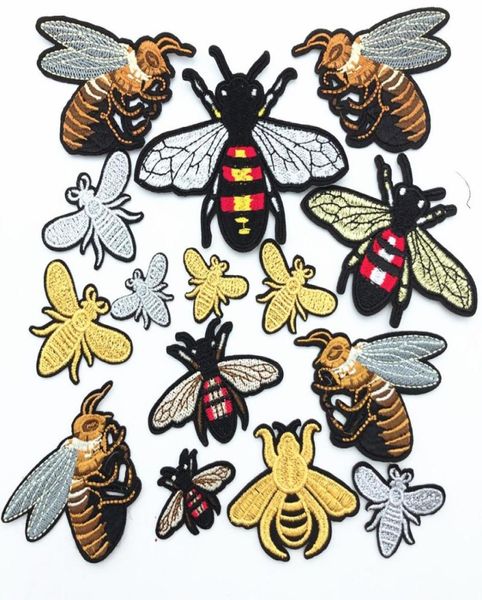 50 pçs muitos design bordado abelha remendo costurar ferro no remendo emblema tecido apliques diy artesanato consumir3326644