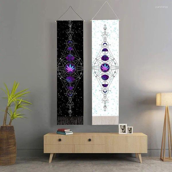 Tapeçarias Bohemian Moon Phases Tapeçaria Wall Art Pendurado R Eclipse Sun Decor Durável Tassel Tapete