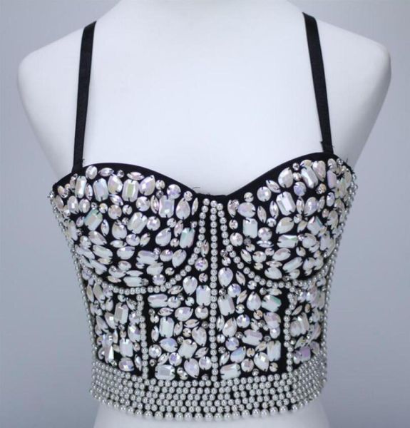 2020 Sexy Bunte Perlen Kristall Diamanten Bralette Bhs Für Frauen Lolita Push-Up Bh Bustier Crop Weste Top w8375566756