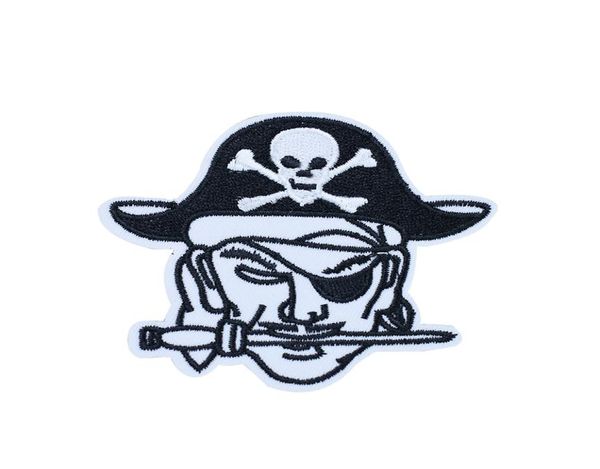 Piraten-Totenkopf-Aufnäher für Kleidung, zum Aufbügeln, Transfer-Applikation, Aufnäher für Jacke, Jeans, DIY, zum Aufnähen, gesticktes Abzeichen, 1 Stück 4827034