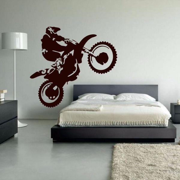 Adesivo de parede de vinil para motocross, decalque de parede para motocicleta, decalque de casa para sala de estar, quarto, decoração de dirt bike282n