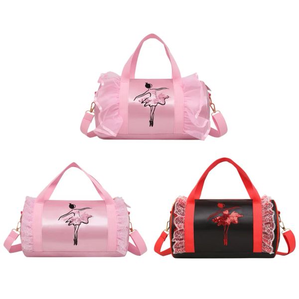 Taschen Kinder Ballett Tanz Spitze Umhängetasche Kinder Latin Dance Tragetaschen Ballett Rucksack Kostüm Kleidung Schuhe Kleid Handtasche