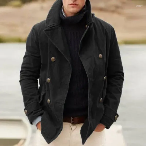 Herren Trenchcoats 2024 Europäischer und amerikanischer Außenhandel grenzüberschreitende lässige Mode Strickjacke einfarbige Jacke Windjacke