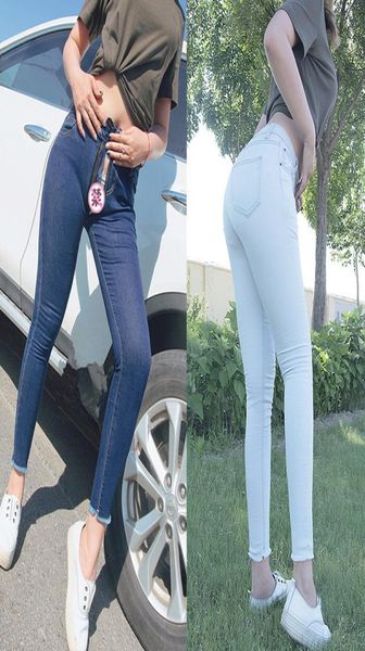 Sesso all'aperto Donna Abbigliamento sessuale Donna039s Pantaloni con cerniera Collant in denim Ny Jeans Moda Donna Pantaloni a matita blu Donna2489687