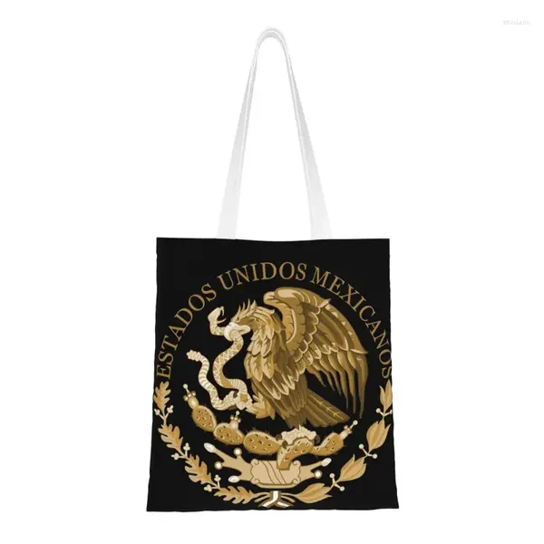 Einkaufstaschen, Motiv: Mexiko-Wappen, Segeltuch, für Damen, tragbar, Lebensmittelgeschäft, mexikanische Flagge, Einkaufstasche