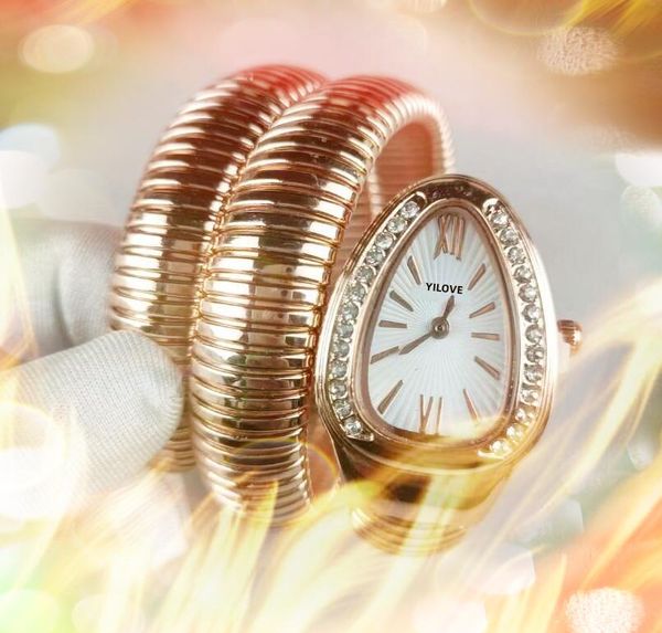 Orologio al quarzo di forma ovale in oro rosa argento Amanti della moda donna ape serpente signore regalo di San Valentino anello di diamanti di lusso orologio da lavoro braccialetto a catena orologio da polso regali