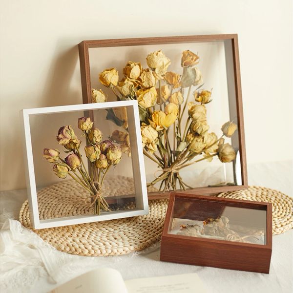 Cornice Cornice 3D multiuso per fiori secchi Cornice per foto in legno Scatola per ombretti nordici Porta campioni per foto Decorazione da parete