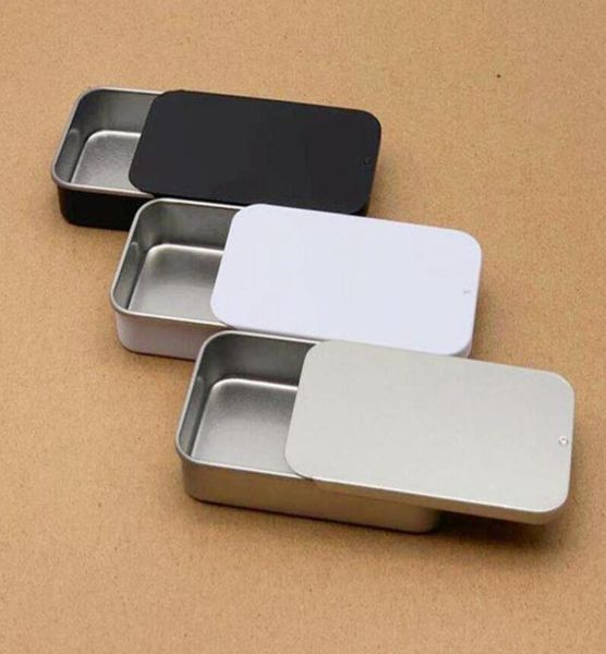 Обычная серебряная жестяная коробка с выдвижной крышкой, прямоугольная коробка для конфет, USB-бокс, контейнер Whole2208706