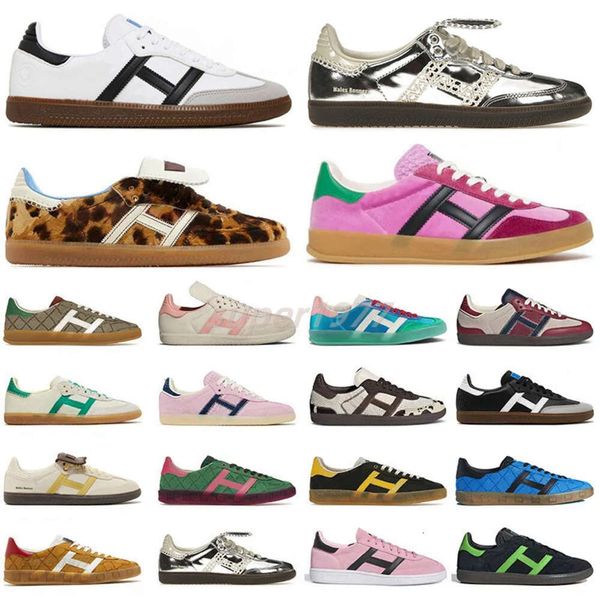 Designer sapatos homens mulheres gales bonner leopardo impressão sapato prata metálico valentine rosa esportivo e rico handebol spezial luxo mens sapatos tênis treinadores