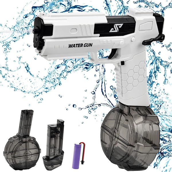 Pistolas de água elétricas de alta capacidade pistolas de água de brinquedo automático para crianças de 4 a 8 anos atira até 32 pés brinquedos de festa na piscina de verão para crianças e adultos