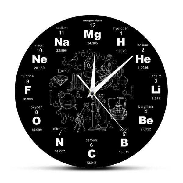 Periodensystem der Elemente, Wandkunst, chemische Symbole, Wanduhr, pädagogische Elementaranzeige, Klassenzimmeruhr, Lehrergeschenk 2662