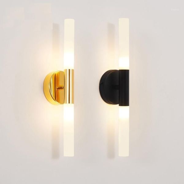 Modern Metal Tüp Boru Yukarı Led Duvar Lambası Işık Sconce Yatak Odası Fuaye Oturma Odası Tuvalet Banyo Duvar Işık Lambası LED1251S