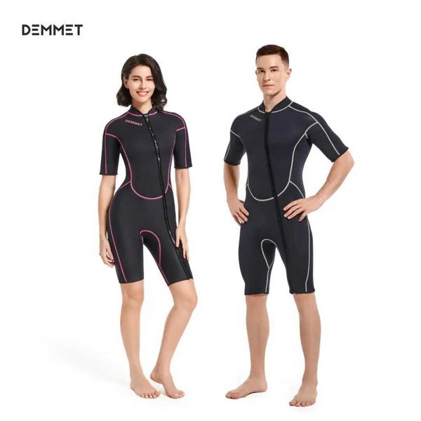 Badebekleidung Hot 1,5 mm Neoprenanzug für Männer und Frauen, einteiliger Herren-Badeanzug, kurzärmelig, um warm und kalt zu bleiben, Surf-Badeanzug für Tauchen, Wassersport, 240311