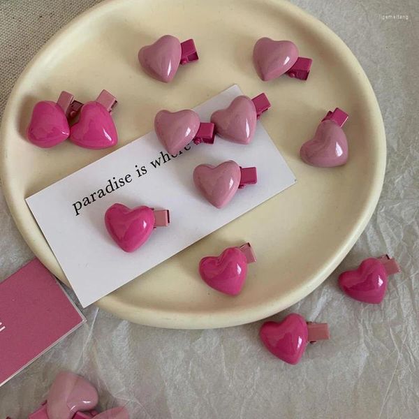Accessori per capelli 6 pz/set cuore di pesca mini forcine carino dolce rosa frangia clip per ragazze gioielli fai da te tornante decorare artigianato