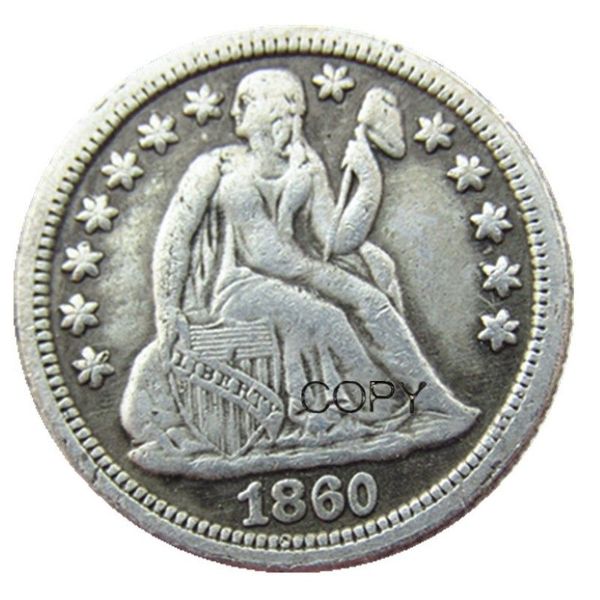 US Liberty Seated Dime 1860 P S Artesanato Banhado a Prata Cópia Moedas Metal Morre Fábrica de Fabricação 256I