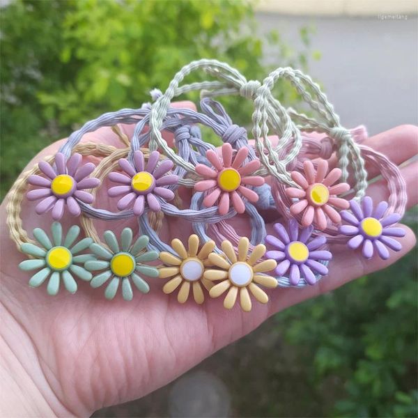 Haarschmuck, 2 Stück, süße Süßigkeiten-Farbe, Gänseblümchen-Prinzessin, Kopfbedeckung für Kinder, elastische Bänder, Kinder-Krawattenseil, Mädchen-Baby-Kopfschmuck