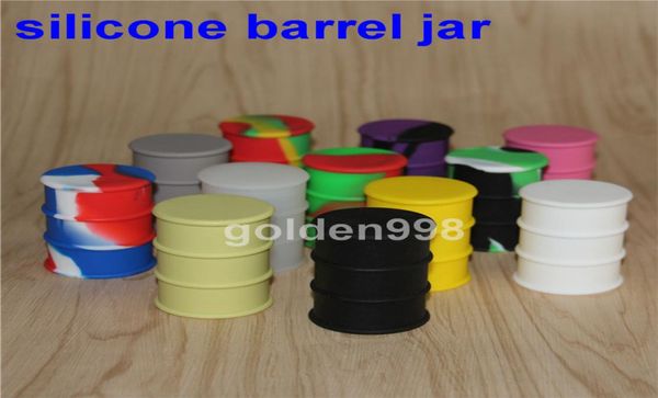 Recipientes de barril de óleo de silicone caixas frascos dab cera vaporizador borracha forma de tambor recipiente 26ml grande grau alimentício silicone erva seca her7994145