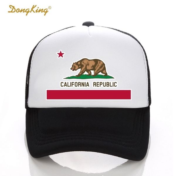 DongKing Moda Caminhoneiro Chapéu Bandeira da Califórnia Snapback Malha Boné Retro Califórnia Amor Vintage Califórnia República Urso Top D1811060209C