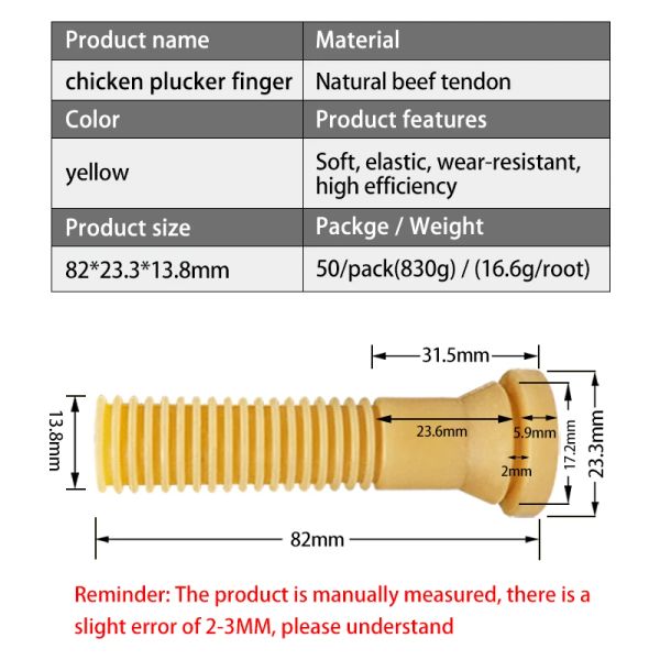 Accessori 50 pezzi di pollame che spiuma le dita macchina per la depilazione spiumatrice di pollo colla per mais materiale per tendine di manzo