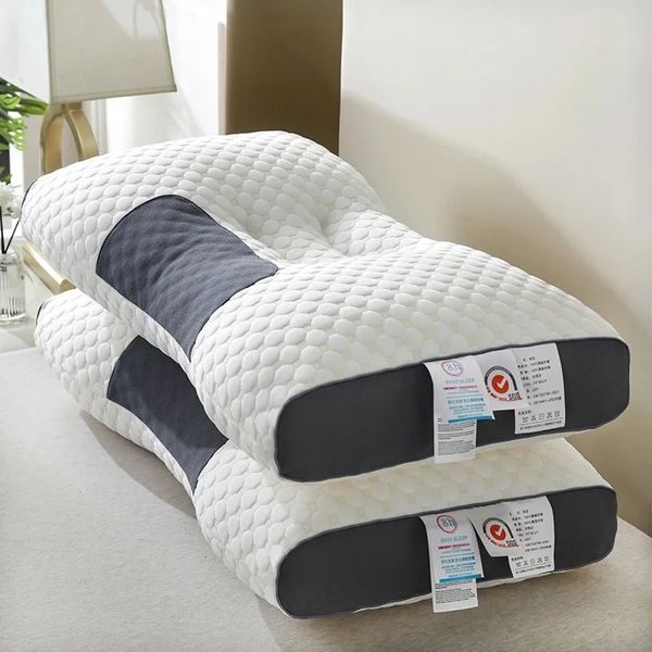 Travesseiro ergonômico super 3D para dormir no pescoço protege a coluna ortopédica contorno roupa de cama para todas as posições de dormir 240304