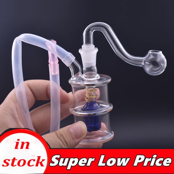 Vendita calda e piccolo bruciatore a olio in vetro più economico Bong Narghilè 10m Bottiglia d'acqua con giunto femmina Bong Ice Ashcatcher Shisha con tubo per bruciatore a olio maschio Miglior regalo per fumatore