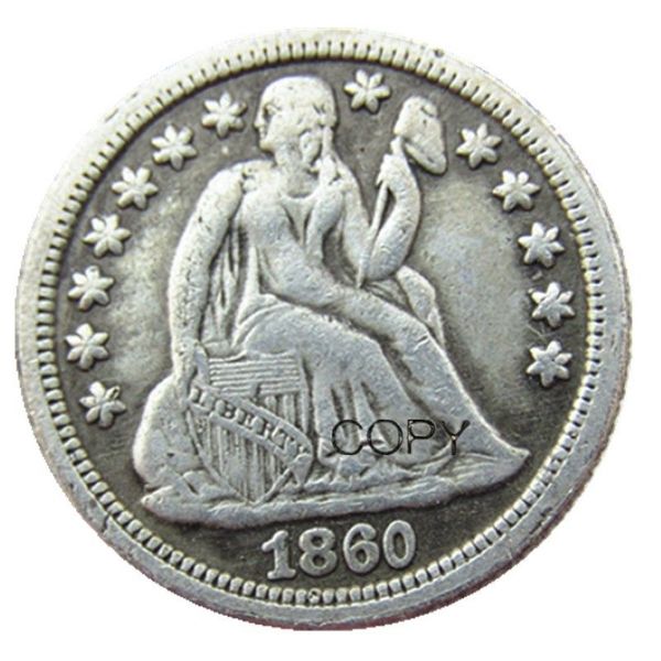 US Liberty Seated Dime 1860 P S Craft Argento placcato Copia monete fabbrica di produzione di stampi in metallo 250U