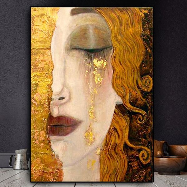 Artista clássico gustav klimt lágrima abstrata 5d pintura diamante retrato artesanal mosaico parede mural cartaz decoração para casa 201112313c