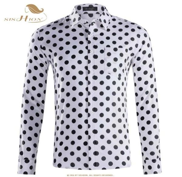 Herbst Casual Herren Polka Dots Shirts Langarm Baumwolle Männer QY0339 Schwarz Weiß Plus Größe Einzel Bressted Hemd Männer039s3737997