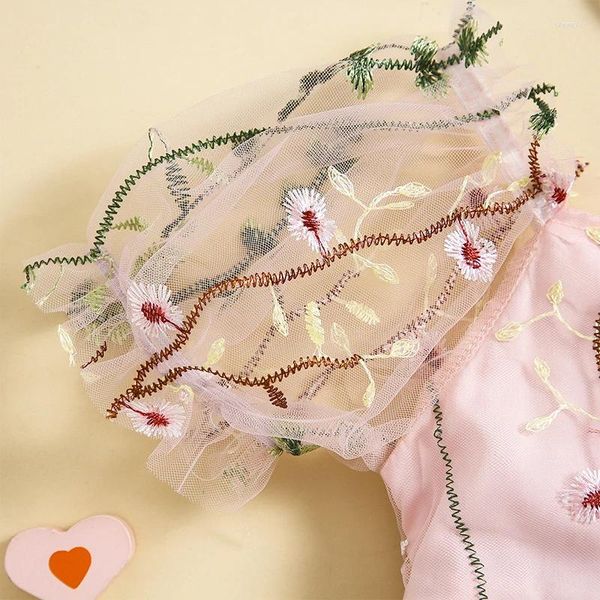 Kız Elbiseler Doğdu Bebek Çiçek Romper Elbise Örgü Kısa Kollu Bodysuit Tül Tutu etek Kafa Bant Prenses Giysileri