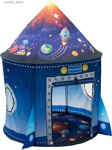 Tende giocattolo Rocket Ship Tenda per bambini Tenda da gioco pop-up per bambini Ampio spazio per interni Fai finta di giocare all'aperto Tenda da gioco per ragazzi e ragazze L240313