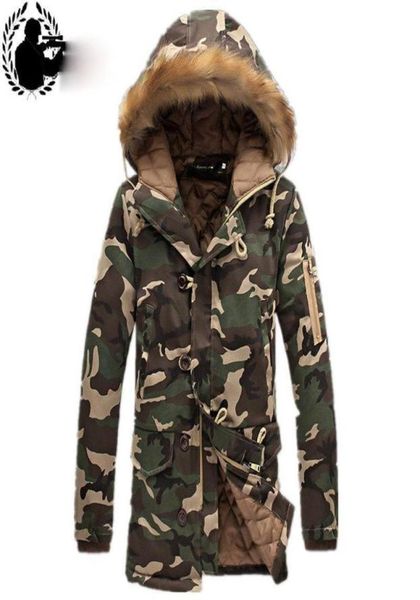 Inverno dos homens camuflagem jaqueta longa pele com capuz para baixo 2021 outwear grosso estilo militar parkas masculino grandes casacos exército verde camo 3xl men3905076
