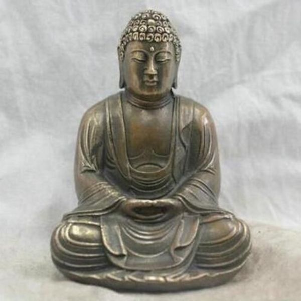 Chinesische Volkskultur, handgefertigte Messing-Bronze-Statue, Shakyamuni-Buddha-Skulptur284P