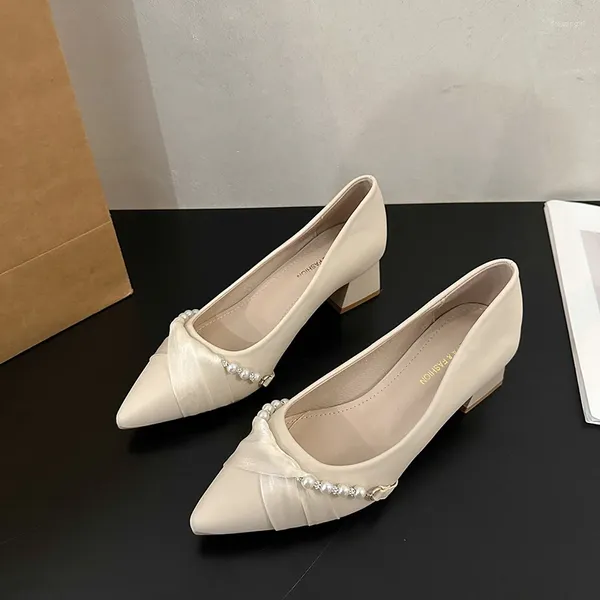 Abendschuhe Damen-Flats mit Kunstperlendekor, elegant, zum Hineinschlüpfen, leicht, mit spitzer Zehenpartie, weiche Sohle