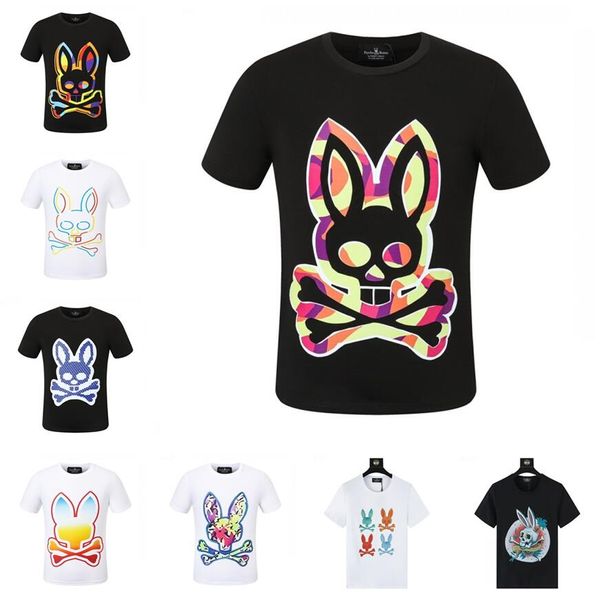 Дизайнерские Psychos Bunnys Летняя повседневная футболка Мужская женская Скелет Кролик Новый дизайн Мужская рубашка в нескольких стилях Модельерская футболка Пара топов с короткими рукавами