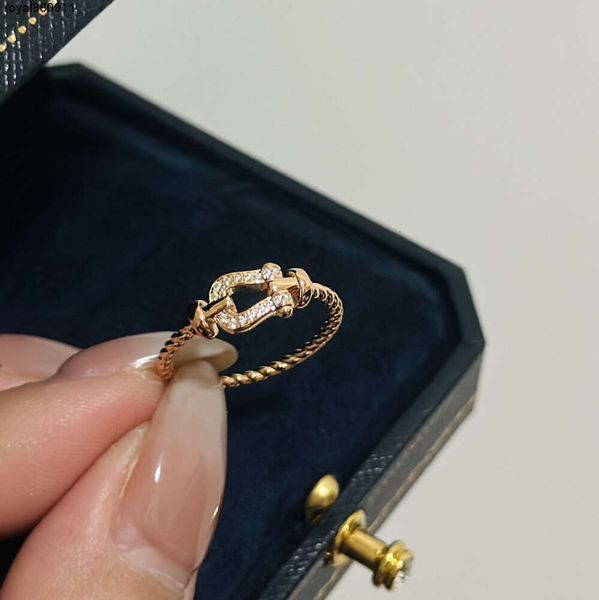 Marca de luxo ferradura anéis de diamante força designer prata esterlina cavalo sapato balde bloqueio charme anel para mulheres noivado jóias de casamento