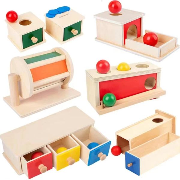 Montessori Giocattolo per bambini Scatola per monete in legno Cassetto Gioco Apprendimento Educazione precoce Formazione prescolare Insegnamento Aiuti per bambini Giocattoli Regalo 240307