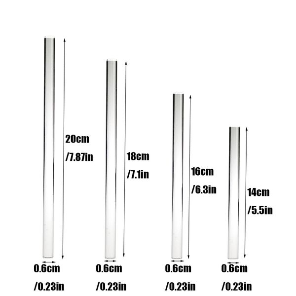 Labor-Quarz-Rührstab, Dabber-Werkzeug, Wachs-Tupfen, Shisha-Werkzeug mit 6 mm Außendurchmesser, 14 cm, 16 cm, 18 cm, 20 cm, Kaffeegetränk-Rührstab, Rauchernagel