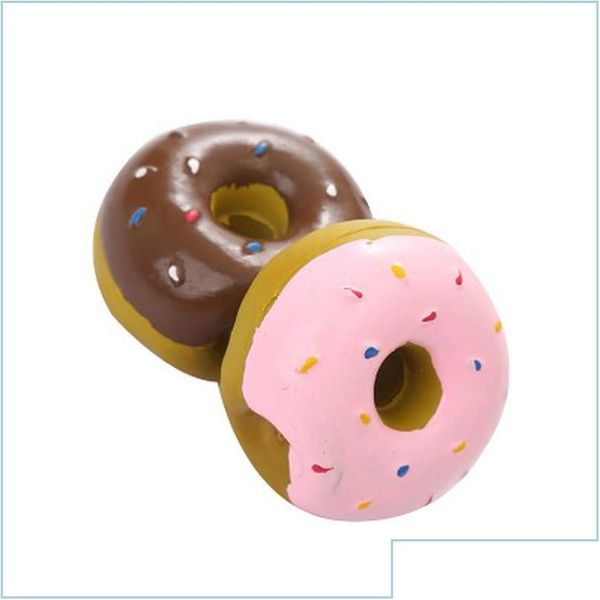 Brinquedos para cães mastiga brinquedos para cães mastiga látex pet mastigar lance adorável filhote de cachorro gato squeaker quack som donut jogar para cães entrega gota casa gard dhyef