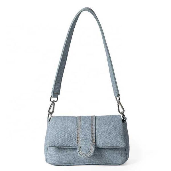 HBP Não-Marca Estilo Coreano design de moda metal decoração saco feminino cem bolsa simples denim tecido ombro