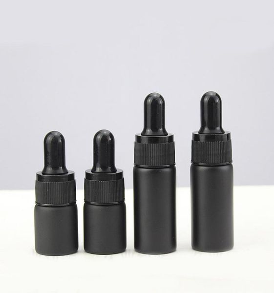 Luxuriöse Mini-Tropfflasche mit Pipette, 10 ml, Mattschwarz, Weiß, ätherisches Öl, Glas, 5 ml, ganz3715921