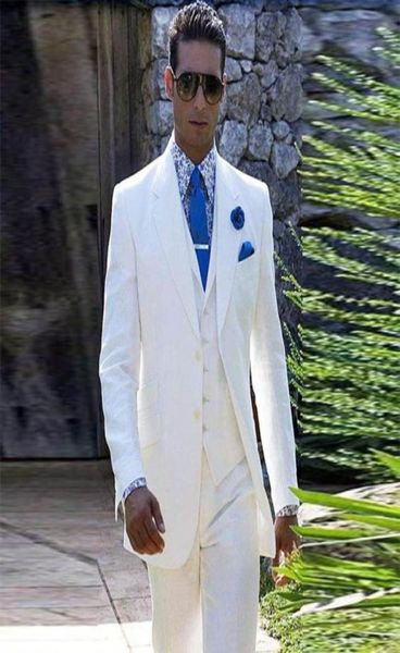 Italiano de luxo begewhite masculino terno jaqueta calças vestido formal conjunto terno masculino terno de casamento para homens noivo smoking ternos 20186698294