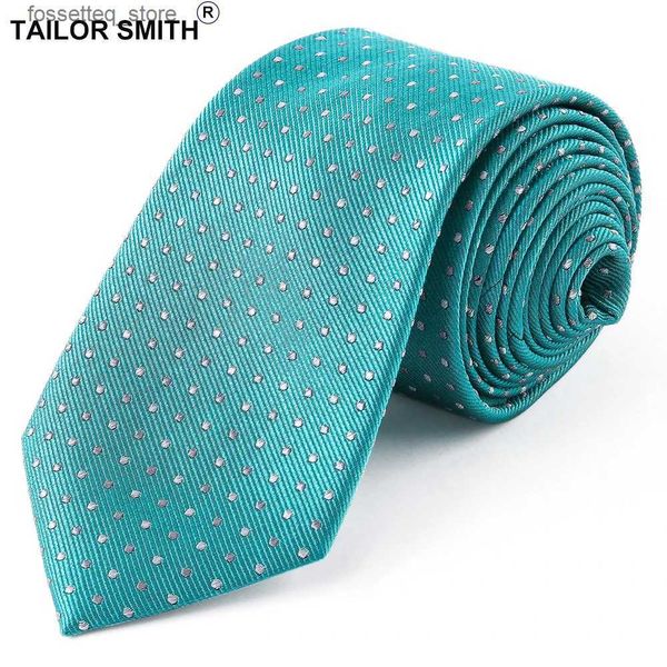 Gravatas Alfaiate Smith Terno De Seda Gravata Mens Tecido Jacquard Gravata Designer Verde Polka Dot Negócios Casamento Luxo Moda Acessório Cravat L240313